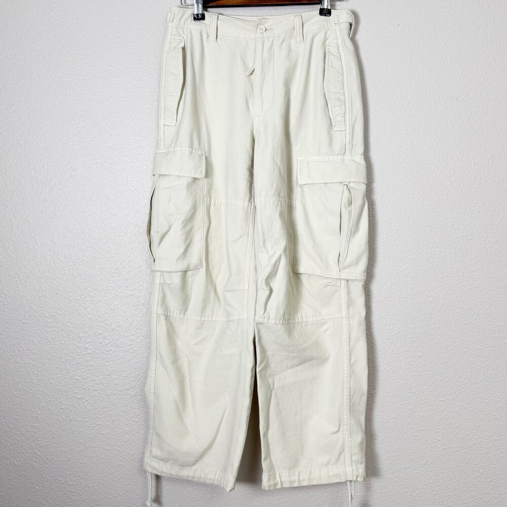 tna | aritzia cream cargo 100% cotton women's bohemian oversized pants sz 2